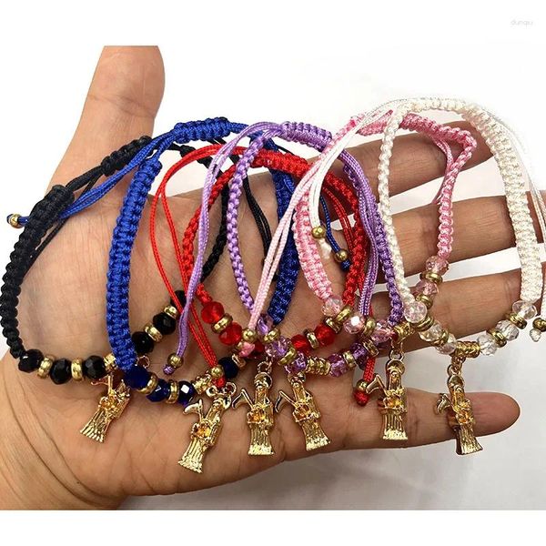 Braccialetti con ciondoli 12 pezzi Mix di colori Il dio della morte con linea di nylon di cristallo Bracciale intrecciato Preghiera o effetto protettivo come regali