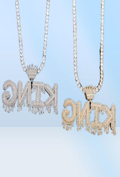 Hip Hop Aangepaste Naam Letters Hanger Ketting Man Micro Kubieke Zirkoon Met 24 Inch Touw Chain251N3995125