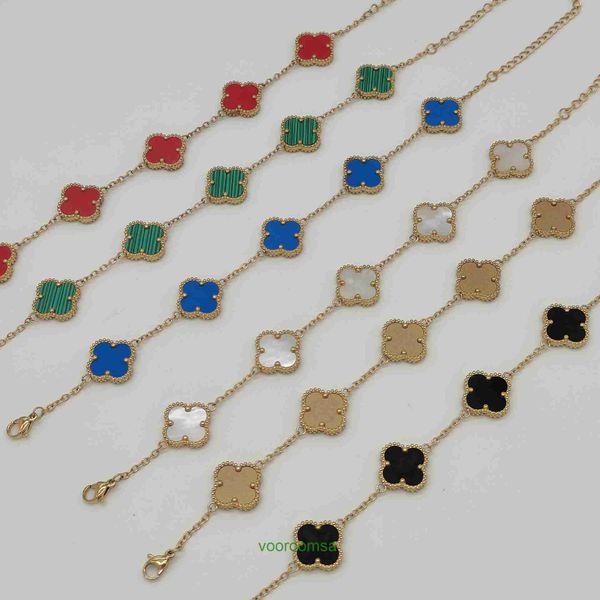 Charme Pulseiras Luxo Van Clover Designer Pulseira Online celebridade streaming ao vivo venda quente quatro folhas trevo pulseira cinco flores com caixa