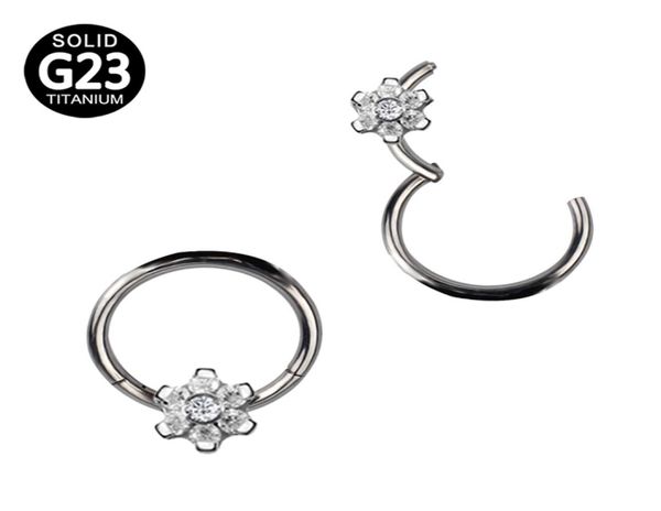 G23 Titan Segment Scharnier Ringe Blume CZ Nase Lippe Labret Ohr Tragus Lage Daith Helix Ohrring Hoop Piercings Körper schmuck5797705