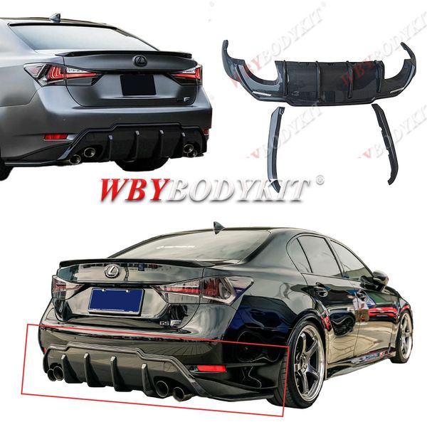 12-20y Lexus GS modificado toms fibra de carbono lábio traseiro spoiler traseiro pequeno envolve a aleta traseira escape do lábio dianteiro Spoiler traseiro Difusor traseiro Body Kits Pára-choques Pára-choques traseiro