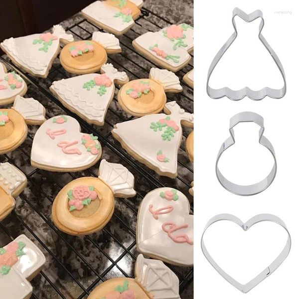 Stampi da forno Abito da sposa Formine per biscotti Anello da sposa Biscotti fondente Stampo per torta per decorazioni per feste Strumenti per dessert Regali di San Valentino