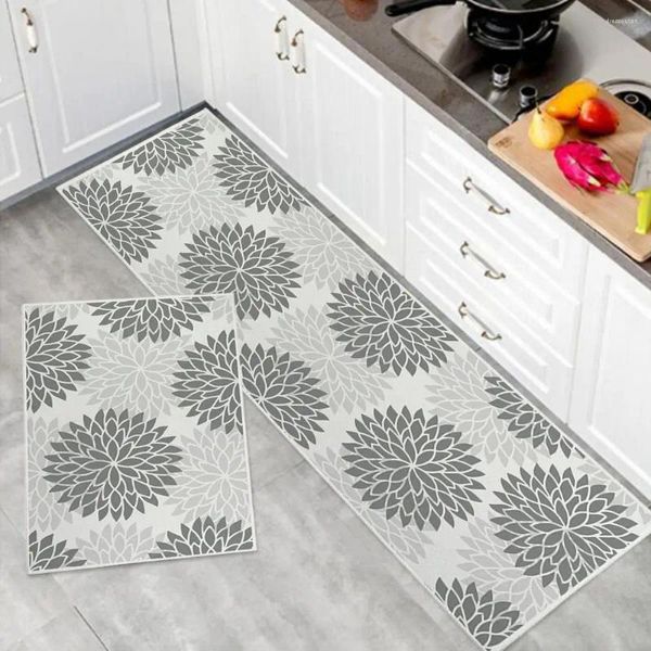 Tapetes porta tapete anti-incrustante tapete de chão flor impressão tapetes de cozinha conjunto super macio antiderrapante fácil de limpar decoração de casa