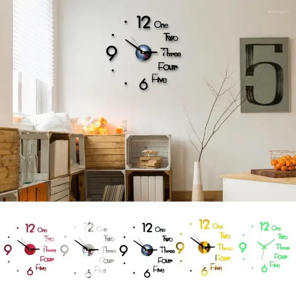 Relógios de parede Stick no relógio sem moldura forma redonda silenciosa moda criativa decoração adesivo decorativo