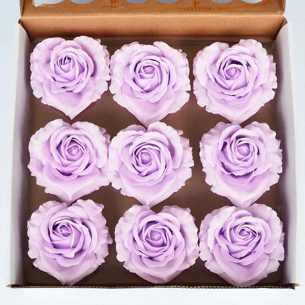 Flores decorativas 9 peças de rosa sabão flor em forma de coração dia dos namorados festa de casamento natal diy presente criativo