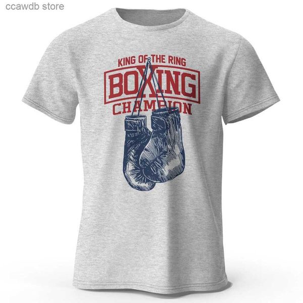 Magliette da uomo King of The Ring Boxing Champion Maglietta stampata per uomo Donna Vintage GYM Apparel Tops Tees T240105