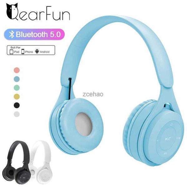 Fones de ouvido de telefone celular Macaron Fones de ouvido sem fio Bluetooth com microfone Capacetes de telefone Fone de ouvido esportivo sobre a orelha Fones de ouvido Gamer Girl GiftL240105
