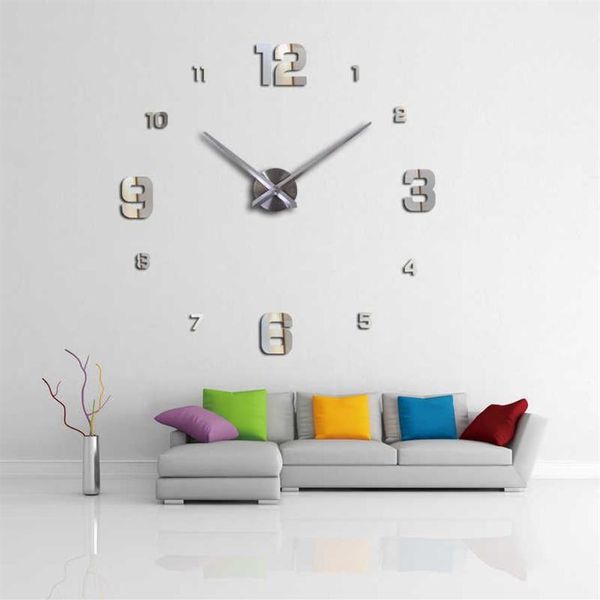3d настенные часы новый домашний декор большое римское зеркало мода diy современные кварцевые часы гостиная часы стикер стены X07052603