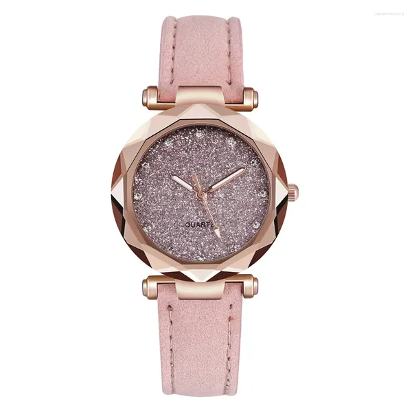 Наручные часы Rhinestone Star Sky Silver Pink Женские часы Досуг Мода Тенденция Одежда Frost Belt Кварцевые часы Винтажные подарочные наручные часы