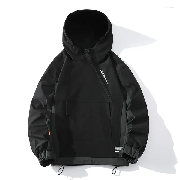 Männer Jacken Frühling Männer Jacke Brief Gedruckt Mit Kapuze Oberbekleidung Streetwear 2024 Mode Harajuku Plus Größe Lose Windjacke Mantel Männlich 5XL