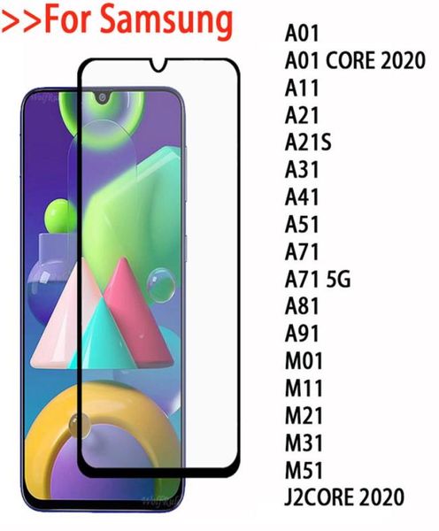 Für Samsung M01 M11 M21 M31 M51 J2 A01 CORE 2020 A11 A21 A31 A41 A51 A71 A81 A91 Volle Abdeckung Volle Kleber Gehärtetes Glas Telefon Bildschirm 9316081