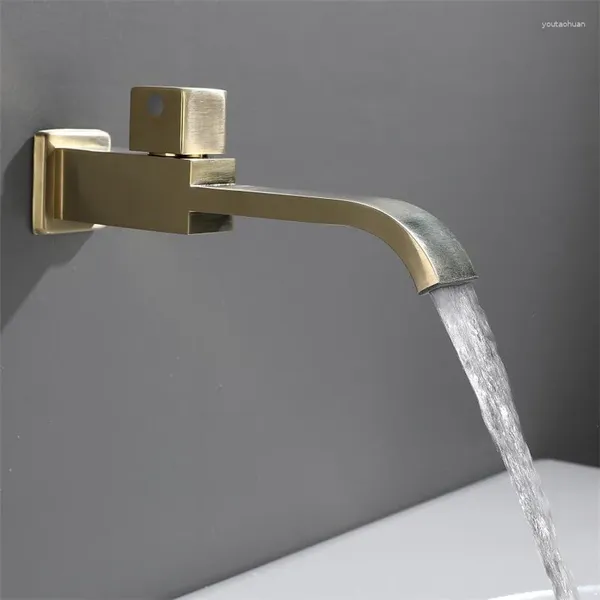 Rubinetti per lavabo bagno Rubinetto per lavabo Solo set miscelatore per vasca da bagno a parete in oro spazzolato freddo