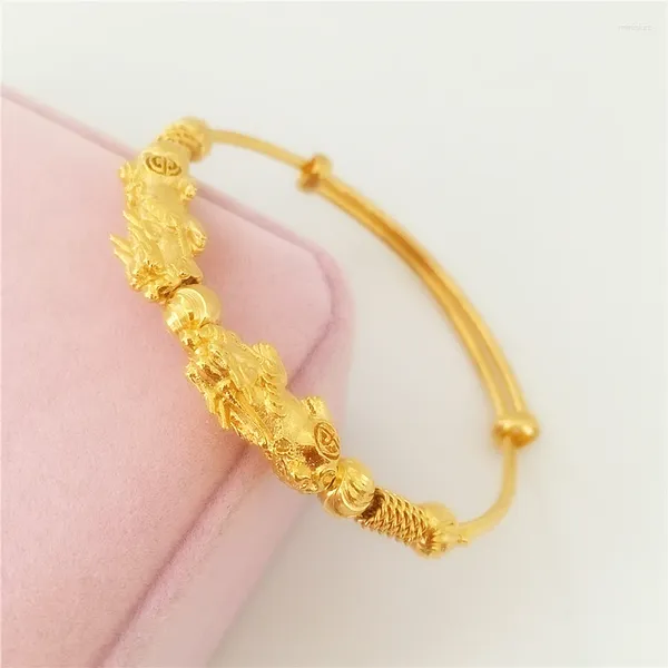 Armreif Sarkophag Doppel Pixiu Armband Weiblich Kupfer Gold Glücksarmbänder Verblassen Nicht Für Eine Lange Zeit Schmuck