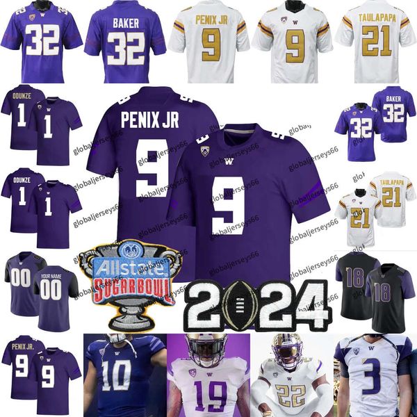 2024 Playoff Washington Huskies Fußballtrikot NCAA College Michael Penix Jr. Rome Odunze Jalen Illan Will Nixon Ulofoshio Bernard