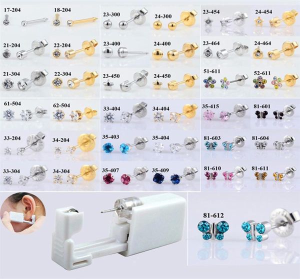 24pcs kutu steril tek kullanımlık ev kullanın Safeno ağrı kulak piercer cihaz lake piercing tabanca takım takımları kiti desig20863435775 seç