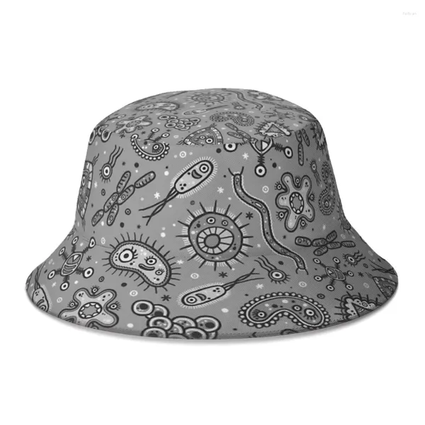 Berretti Cartoon Microbes Code Geek Linux Cappello da pescatore per donne Uomini Studenti Cappelli da pescatore Bob pieghevoli Cappellino Panama Streetwear