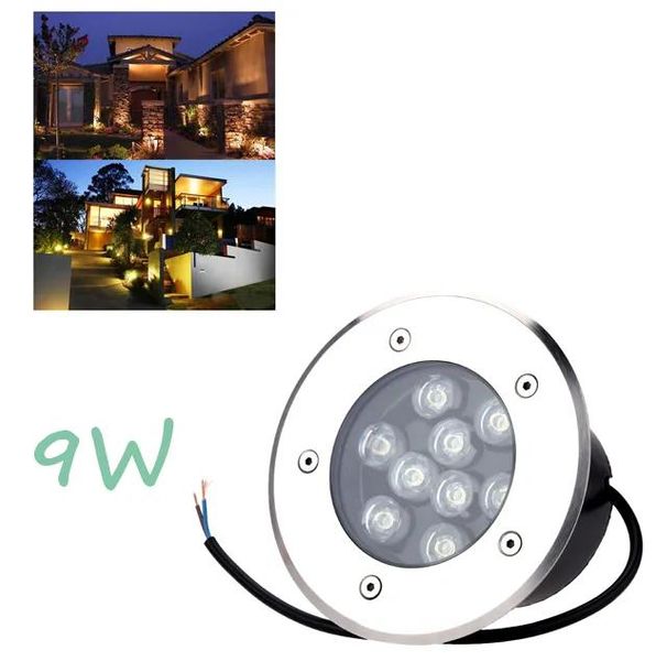 Lampade Anticorrosione IP67 Impermeabile 9W AC85265V LED Esterno Terra Giardino Percorso Pavimento Sotterraneo Sepolto Cortile Lampada Paesaggio Luce