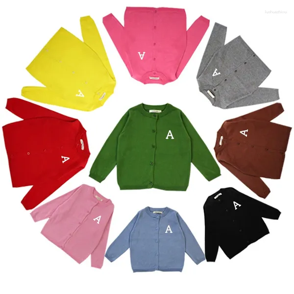 Set di abbigliamento Abiti da boutique Vestiti per neonate Nome personalizzato Ricamo Body in lana Cardigan a maniche lunghe Maglione Ragazzi Molti colori