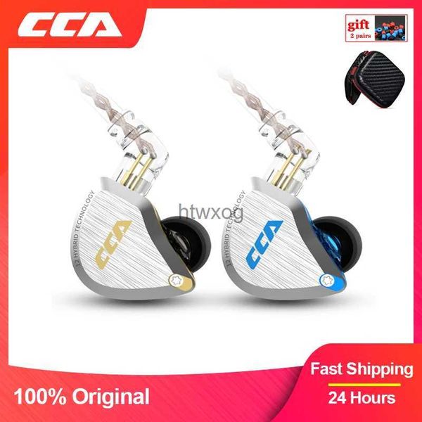 Fones de ouvido de telefone celular CCA C12 5BA + 1DD Híbrido pendurado no ouvido fone de ouvido 12 unidade de drivers HIFI DJ monitor fone de ouvido fones de ouvido com cancelamento de ruído PC gamer com fio YQ240105