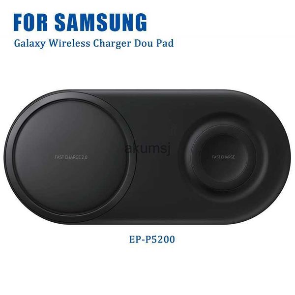 Беспроводные зарядные устройства Быстрое беспроводное зарядное устройство Двойная панель быстрой зарядки для Samsung Galaxy S23/S21/S10/S9/S8/Note20+/Smart Watch 3 4 Active 2 Qi EP-P5200 YQ240105