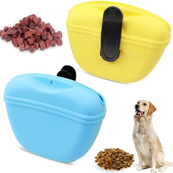 Силиконовая портативная сумка для дрессировки собак, сумка для лакомств для щенков, закуска, поясная сумка, сумка для кормления, карманная сумка для хранения еды, сумка с магнитной застежкой, зажим для талии W0164