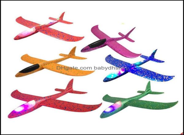 Led voando brinquedos presentes iluminados 48cm grande espuma avião aeronaves mão lançamento jogando avião planador inercial crianças modelo 10 pçs l2169768