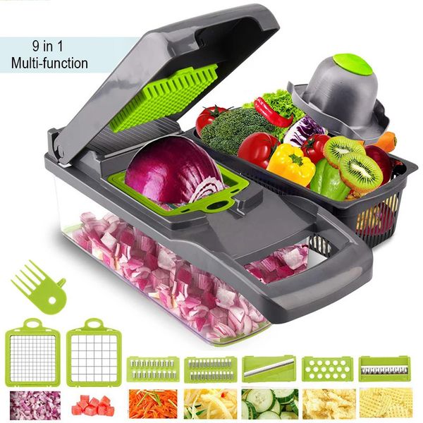 Gemüseschneider, Reibe, Karotte, Kartoffelschäler, Zwiebelhacker, Küche, Obst, Lebensmittel, 9-in-1-Gadgets, Gemüseschneider, Multi-Maschine, 240104