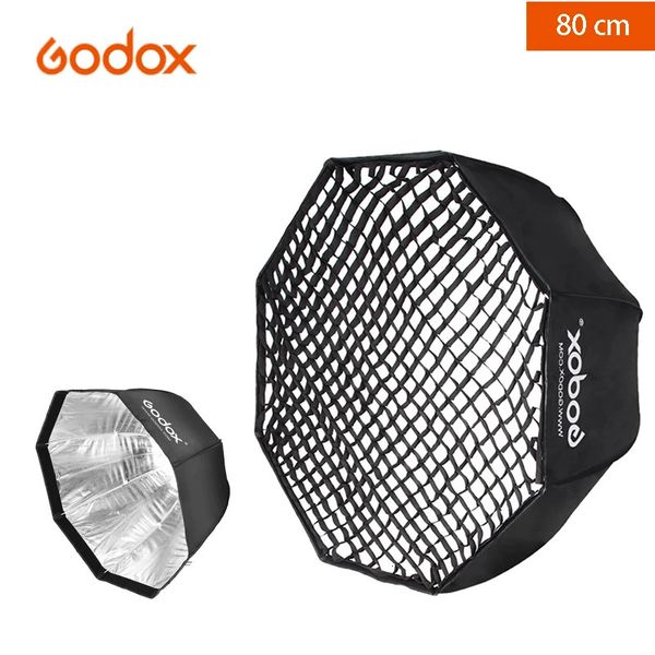 Godox Blitzschirm 80 cm 120 cm Parabolischer Achteckschirm mit Gitter für Pografie Po Studio Kits Kameraschirm Diffusor 240104