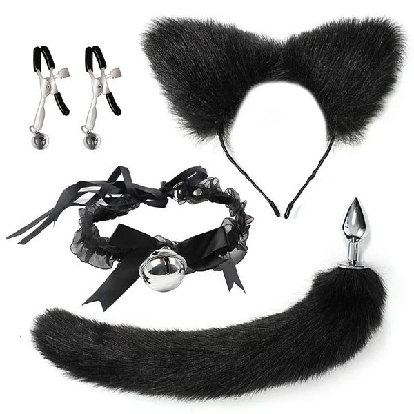 Kit di prodotti per adulti seducenti con fasce di volpe alternative Collare a campana Morsetti per capezzoli SM Bondage Sex Toys 240105