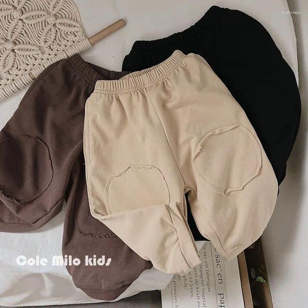 Calça calça calça de moletom suave infantil roupas meninas da primavera meninos coreanos coreanos cintura elástica Soild plissada