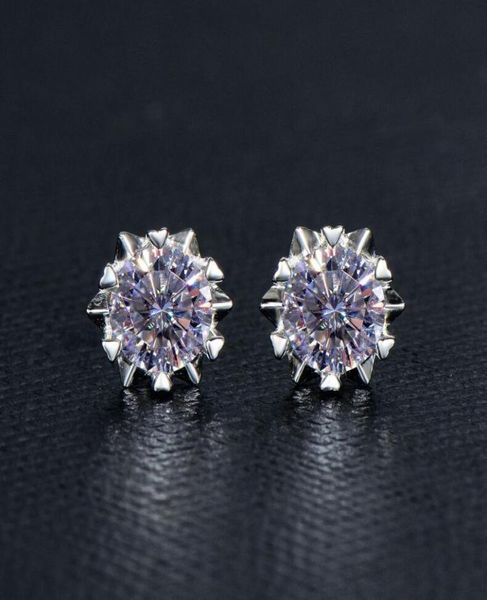 Orecchini in argento sterling S925 2CT Moissanite con diamanti Orecchini da fidanzamento per matrimonio da donna Taglio eccellente Brillante Hip Hop Brithday Gif1483692