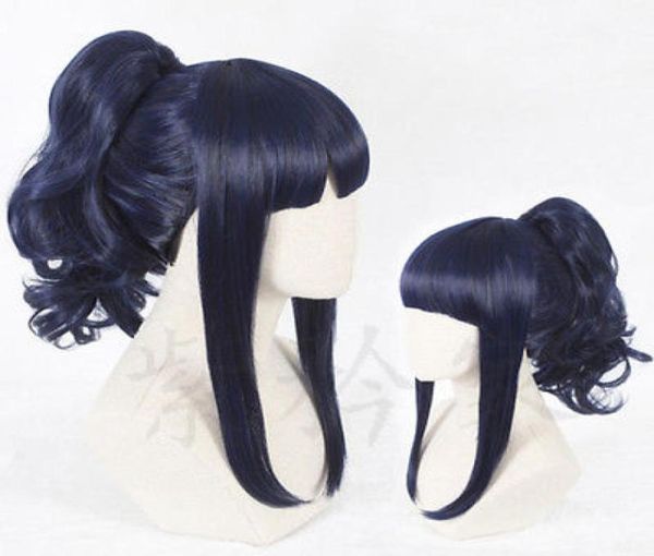 Парик для косплея НАРУТОС Хината Сине-черные волосы Японское аниме Парики для вечеринок5576489
