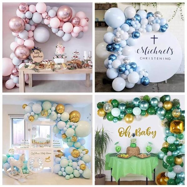 Macaron balão corrente casamento festa de aniversário decoração crianças chá de fraldas balão guirlanda arco kit 1st aniversário balão azul conjunto f1220o