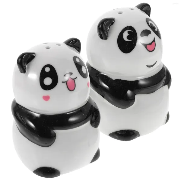 Conjuntos de louça 2pcs Pepper Shaker Cerâmica Spice Cartoon Panda Tempero Jar