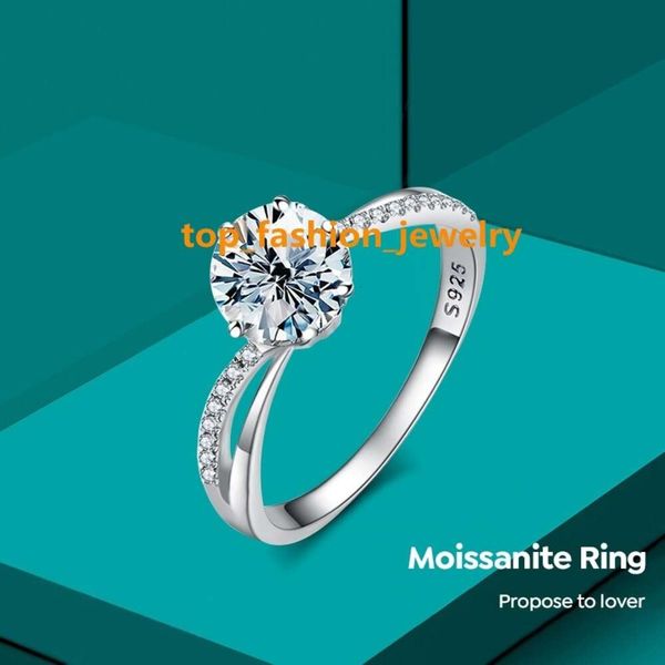 vendita all'ingrosso argento sterling 925 manopola di lusso diamante moissanite anelli solitari donne fede nuziale gioielli di fidanzamento con diamanti