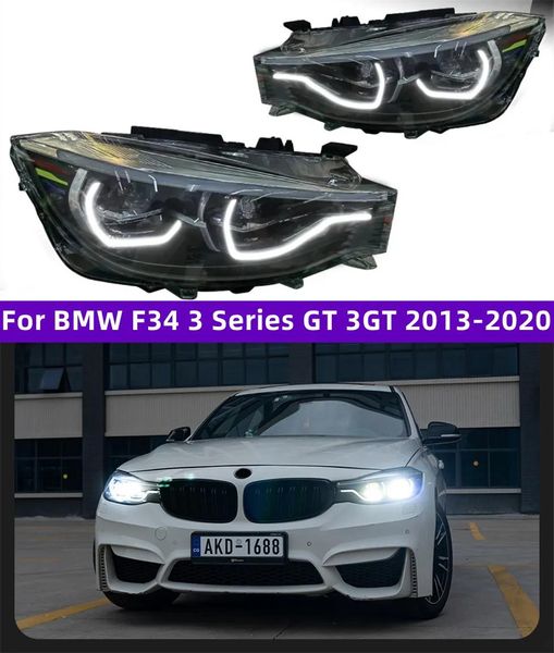 Farlar BMW F34 için Araba Stilleri 3 Serisi 20 1320 20 GT 3GT LED Melek Göz Far Drl Hid Kafa Lambası Bi Xenon Beam Farlar