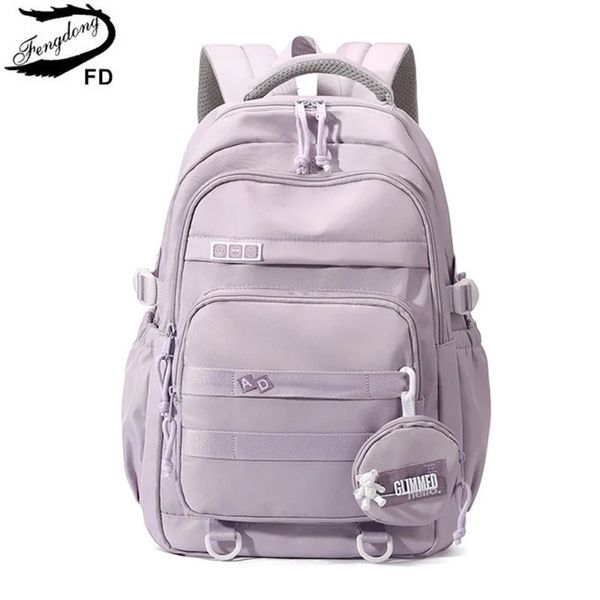 Fengdong sacos de escola média para meninas do ensino médio mochila simples adolescentes meninas mochila leve grande capacidade saco de livro 240105