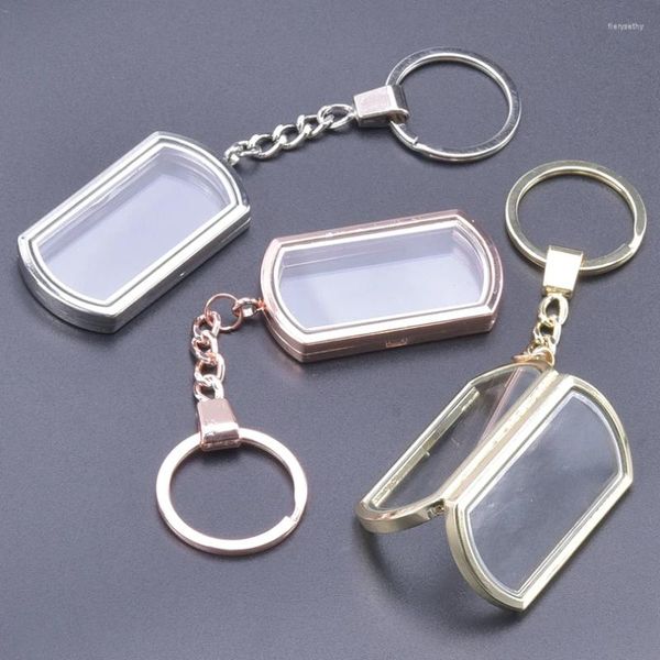 Schlüsselanhänger 10 teile/los Big Dog Tag Glas Medaillon Anhänger Schlüsselring PO Halter Für Schmuck Machen Frauen Floating Memorial Relicario Schlüsselbund