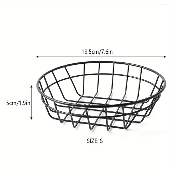 Teller, 1 Stück, stilvoller schwarzer Draht-Eisenkorb für Obst, Pommes Frites und Servieren – Küchenzubehör mit elegantem Design