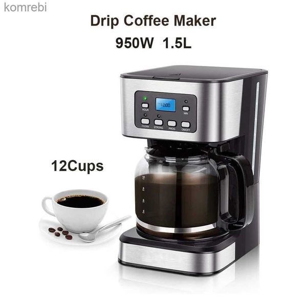 Kaffeemaschinen, 950 W, elektrische Kaffeemaschine, 12 Tassen, automatische Tropfkaffeemaschine mit Kaffeekanne, 220 V, automatische Warmhaltefunktion, Heim- und Bürogebrauch, L240105