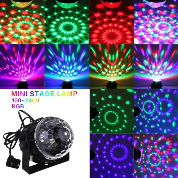 Efektler Mini RGB LED Projektör DJ Aydınlatma Hafif Dans Disko Ses Sesli Aktivasyonlu Kristal Sihir Top Bar Partisi Noel Sahne Işıkları Sho