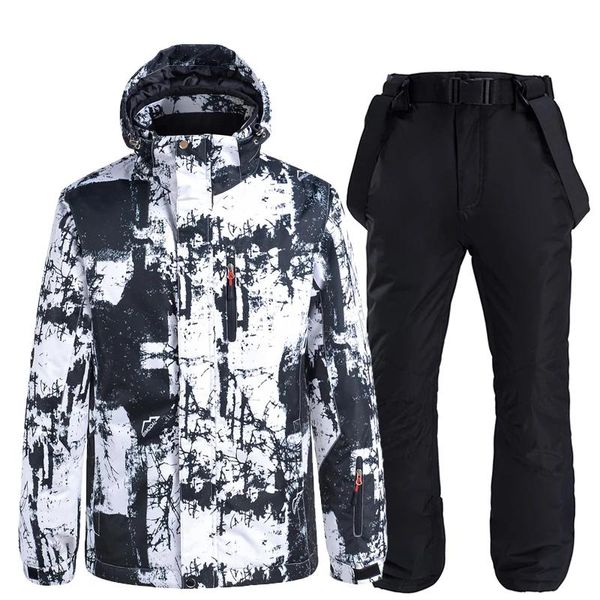 Куртки 30 новых брендовых модных мужских зимних костюмов, одежда для сноуборда, 10 К, водонепроницаемый уличный зимний костюм, лыжная куртка + нагрудники, брюки