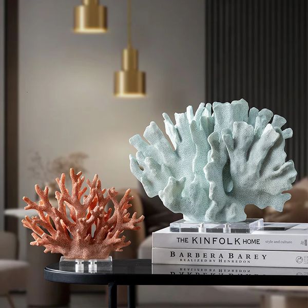 Resina creativa imitazione corallo artigianato scultura in corallo cavo figurine decorative ornamenti di cristallo colorati decorazione della casa 240105