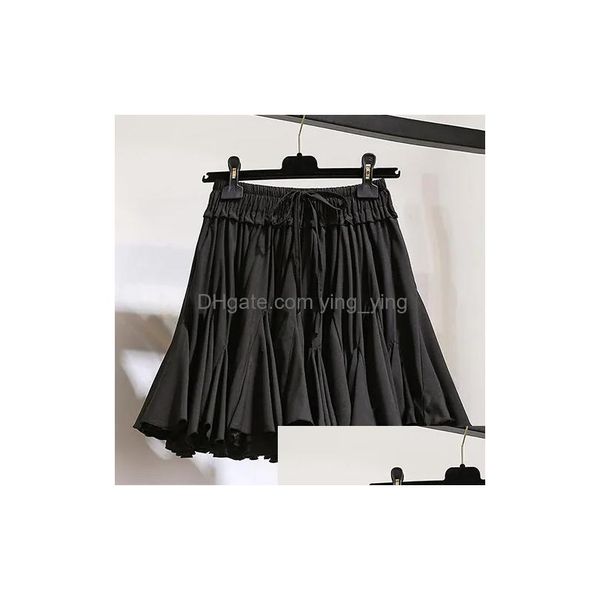 Gonne Surmiitro Bianco Nero Chiffon Pantaloncini estivi Gonna Donna Moda Coreana Vita alta Tutu Pieghettato Mini Estetica Femminile 220317 D Dhauc