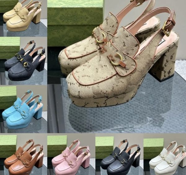 Slingback chinelos designer sapatos mulheres bloco plataforma saltos princetown fivela cunhas bombas mary jane fechado toe mules sapatos de casamento de luxo