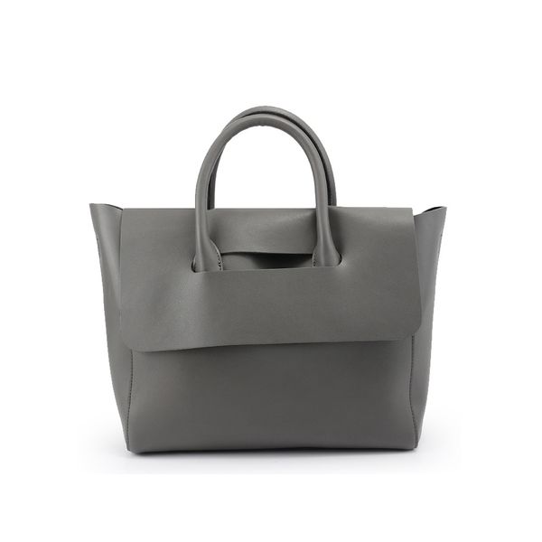 Advanced OL Tote Bag: Koreanische Ausgabe aus Rindsleder, vielseitige, große Kapazität, Damen-Laptoptasche für Pendler – One-Shoulder-Crossbody-Aktentasche braun grau