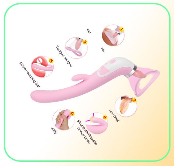 Киска Фаллоимитатор Вибраторы Секс-игрушки для взрослых Для влагалища Присоски для сосков Лизание клитора Стимуляция нагрева Вибраторы для женщин Интимное хорошее Y5556606