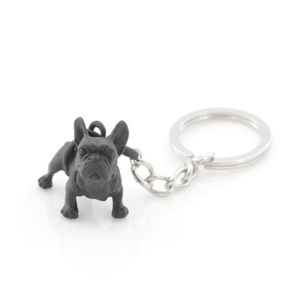 Metal preto bulldog francês chaveiro bonito cão animal chaveiros feminino saco charme jóias para animais de estimação presente lotes a granel 2205544781