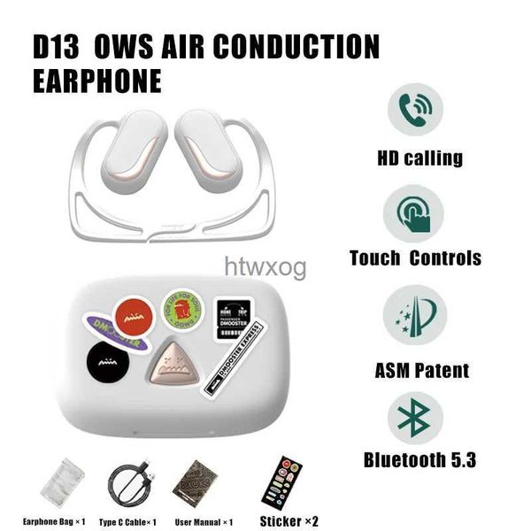 Наушники для сотового телефона Dmooster OWS Наушники-крючки Bluetooth 5.3 HiFi Стерео шумоподавление Спортивная гарнитура Наушники с двумя микрофонами и зарядным устройством 500 мАч YQ240105