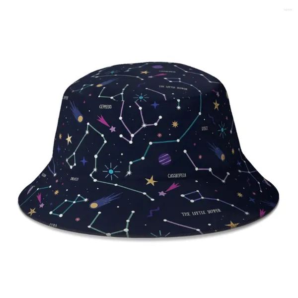 Berretti The Stars Space Strat Bellissimo cappello da pescatore per donna Uomo Adolescente Cappelli da pescatore Bob pieghevoli Cappello Panama Autunno